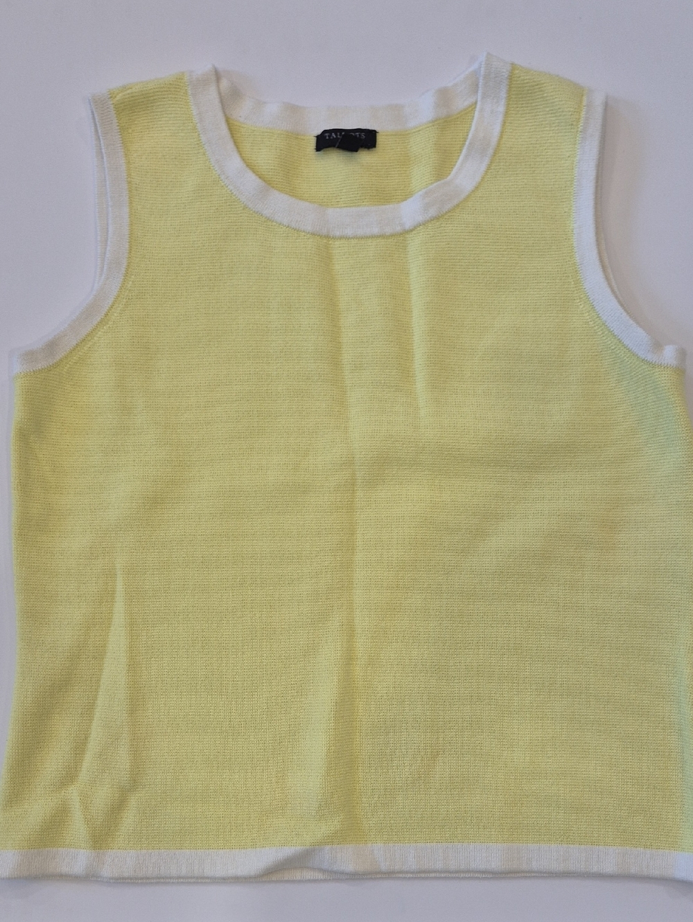 Yellow Knit Tank Top with White Trim
